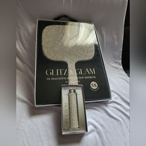 Glitz & Glam 5x Rhinestone Handled Mirror & Travel Atomizer Set
